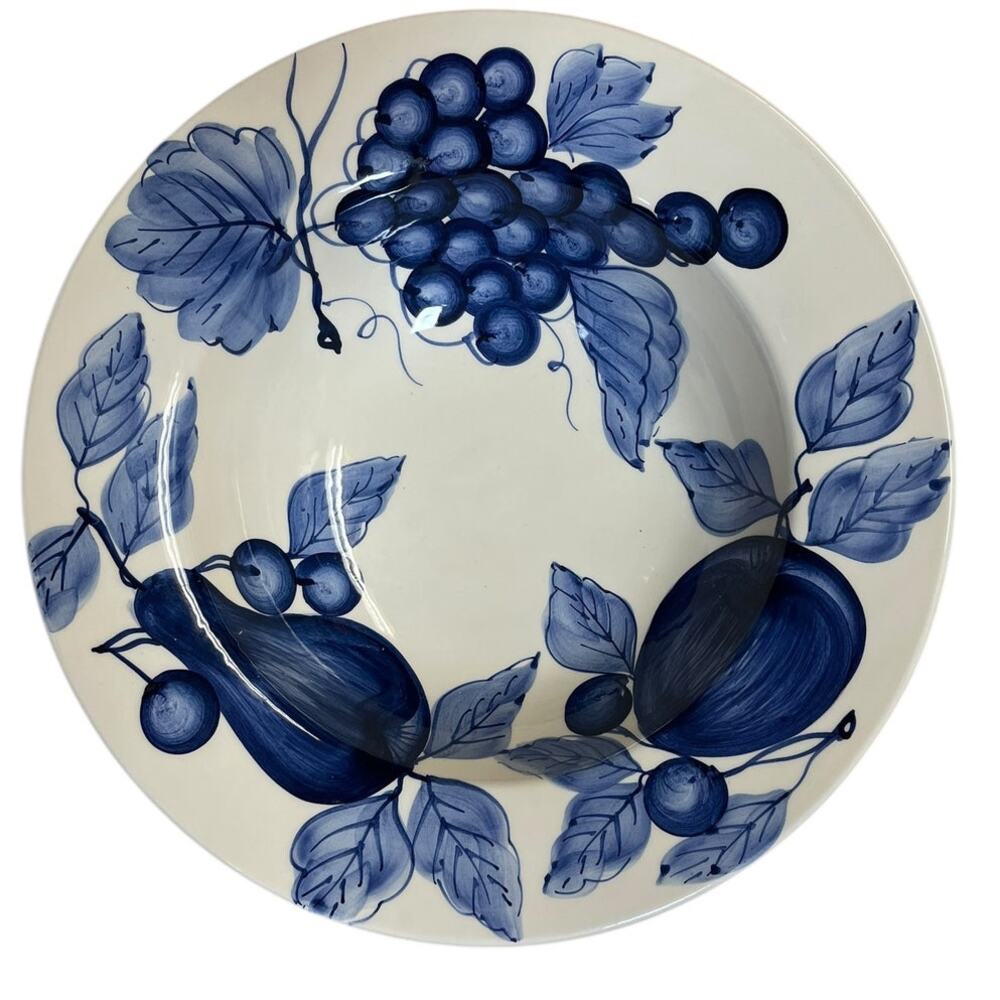Pier 1 Melinda Blue Large Round Coupe Earthenware Serving Bowl